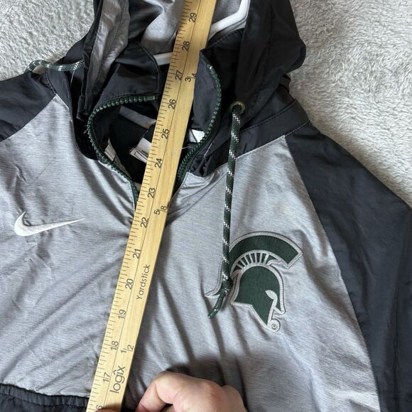Nike MSU Spartans 1/4 Zip Hoodie Men’s Large Kangaroo Pocket Windbreaker - Picture 6 of 9
